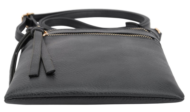 DELUXITY Crossbody Purse Bag Shoulder Bag Multi Pocket Zipper Purse | Black - Image 3